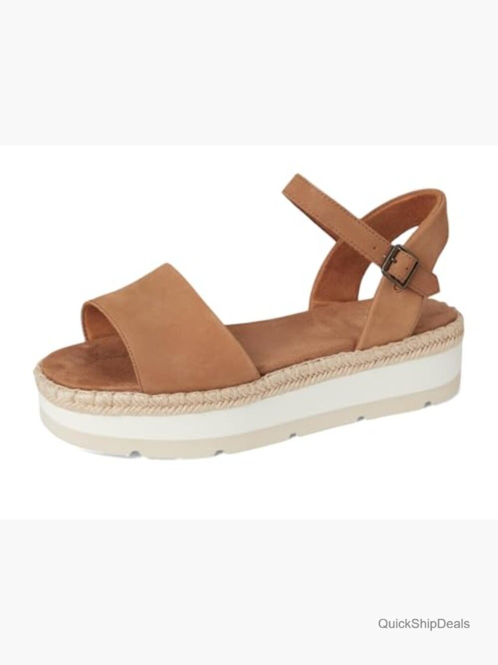 Women's Platform Wedge Sandals with Ankle Strap in Leather - Picture 7 of 7